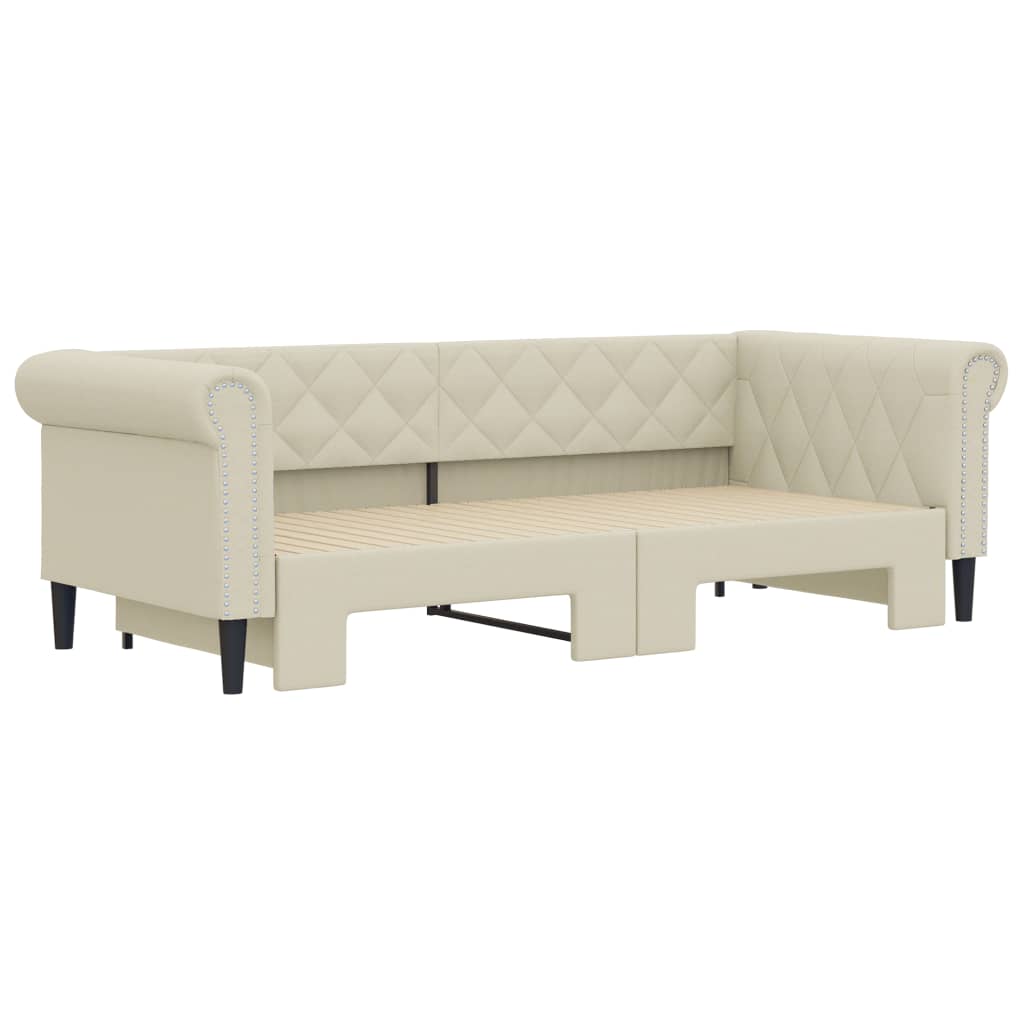 vidaXL Pat de zi cu extensie, crem, 90x200 cm, piele ecologică vidaXL Pat de zi cu extensie, crem, 90x200 cm, piele ecologică