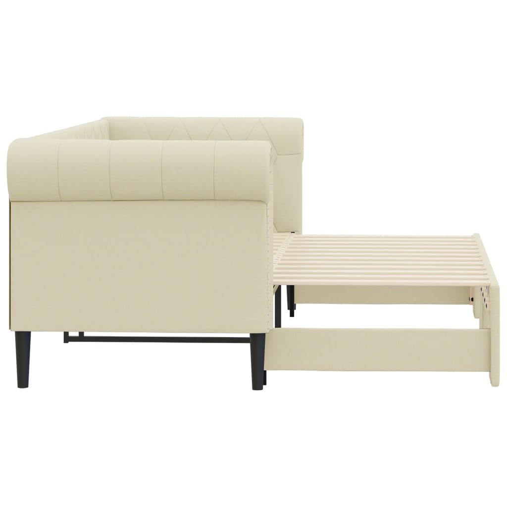 vidaXL Pat de zi cu extensie, crem, 90x200 cm, piele ecologică vidaXL Pat de zi cu extensie, crem, 90x200 cm, piele ecologică