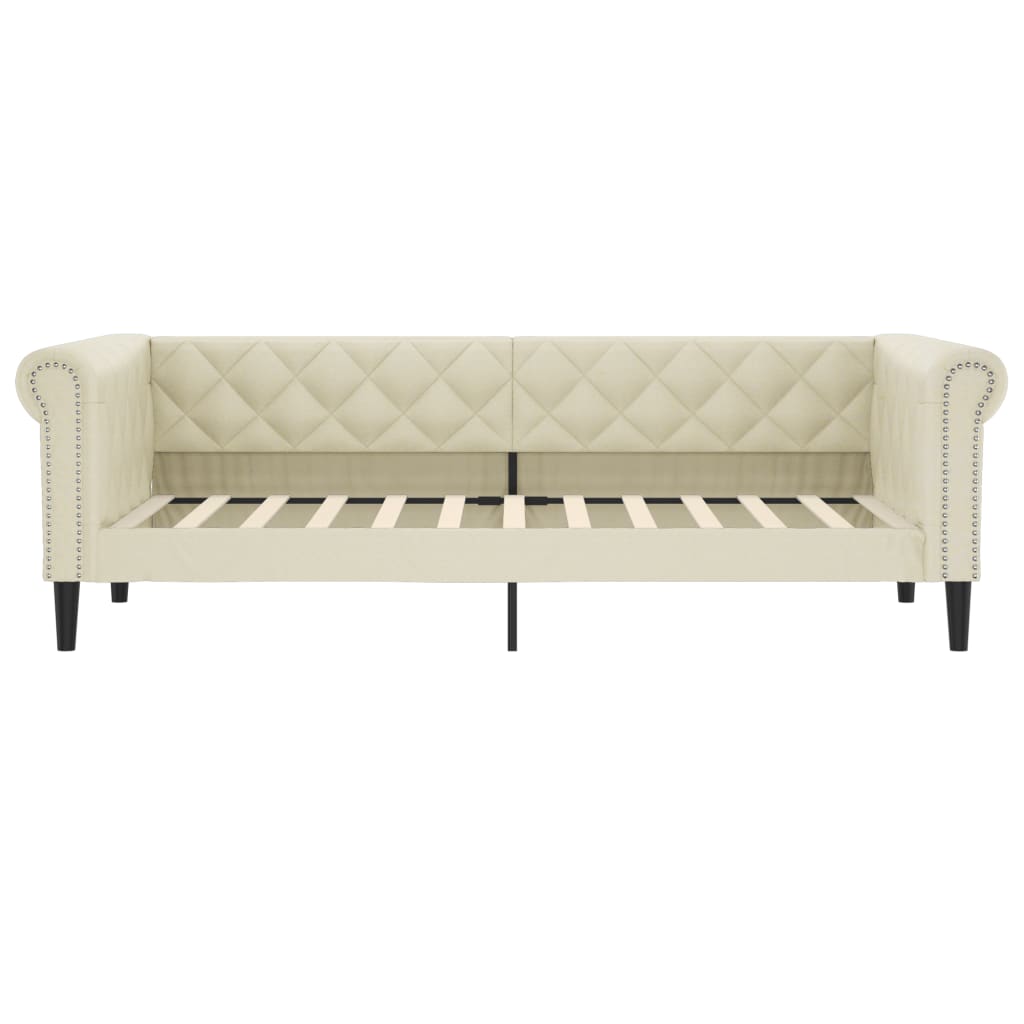 vidaXL Pat de zi cu extensie, crem, 90x200 cm, piele ecologică vidaXL Pat de zi cu extensie, crem, 90x200 cm, piele ecologică