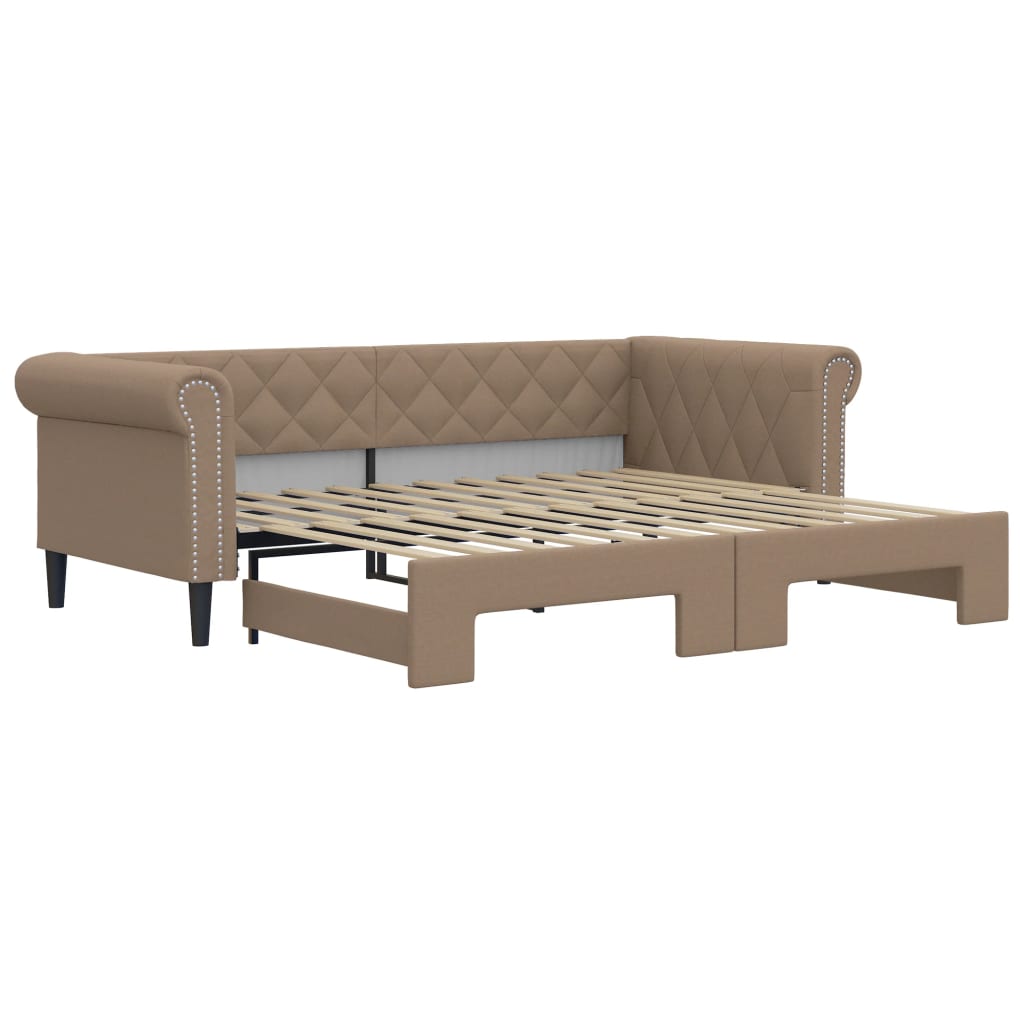 vidaXL Pat de zi cu extensie, cappuccino, 90x200 cm, piele ecologică
