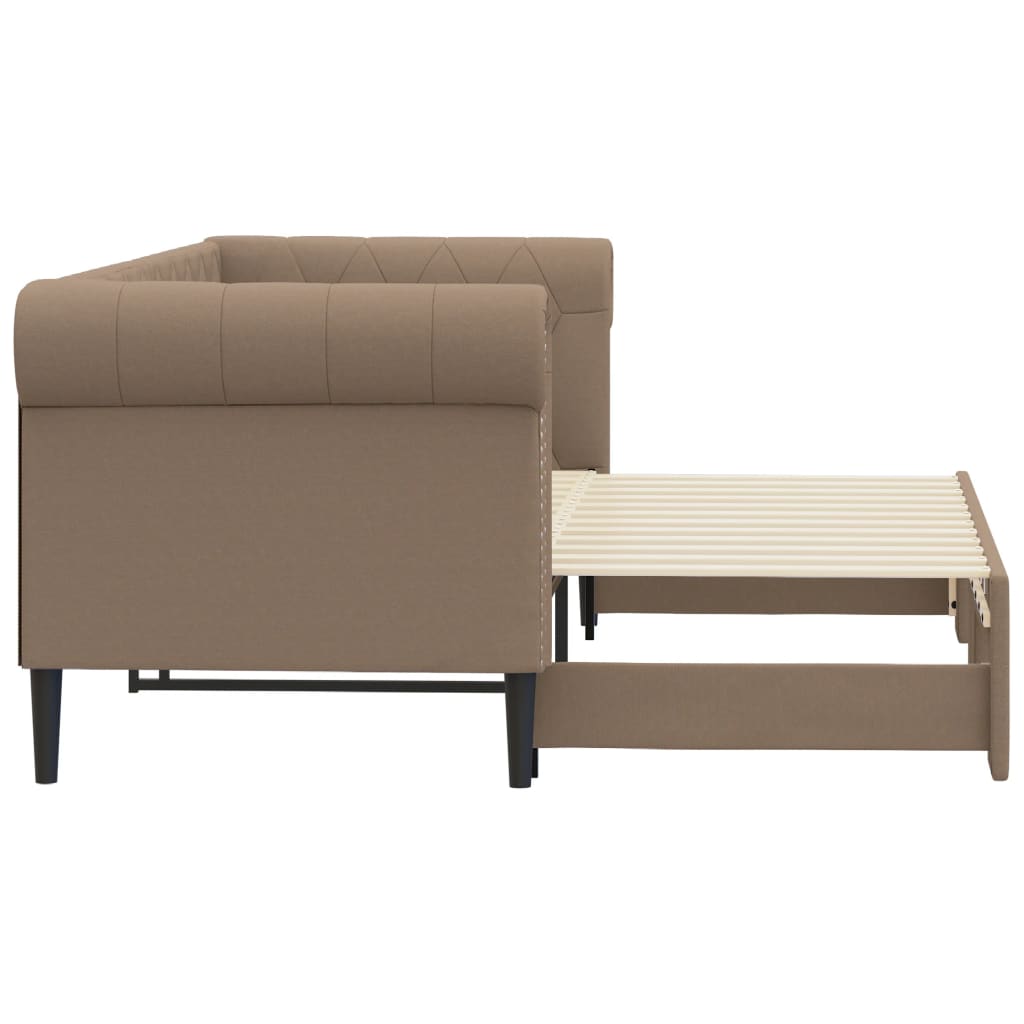vidaXL Pat de zi cu extensie, cappuccino, 90x200 cm, piele ecologică