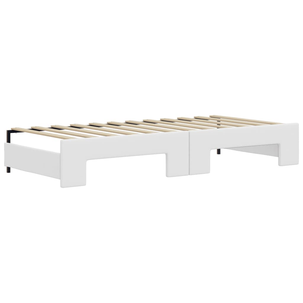 vidaXL Pat de zi cu extensie și saltele alb 90x200 cm piele ecologică vidaXL Pat de zi cu extensie și saltele alb 90x200 cm piele ecologică