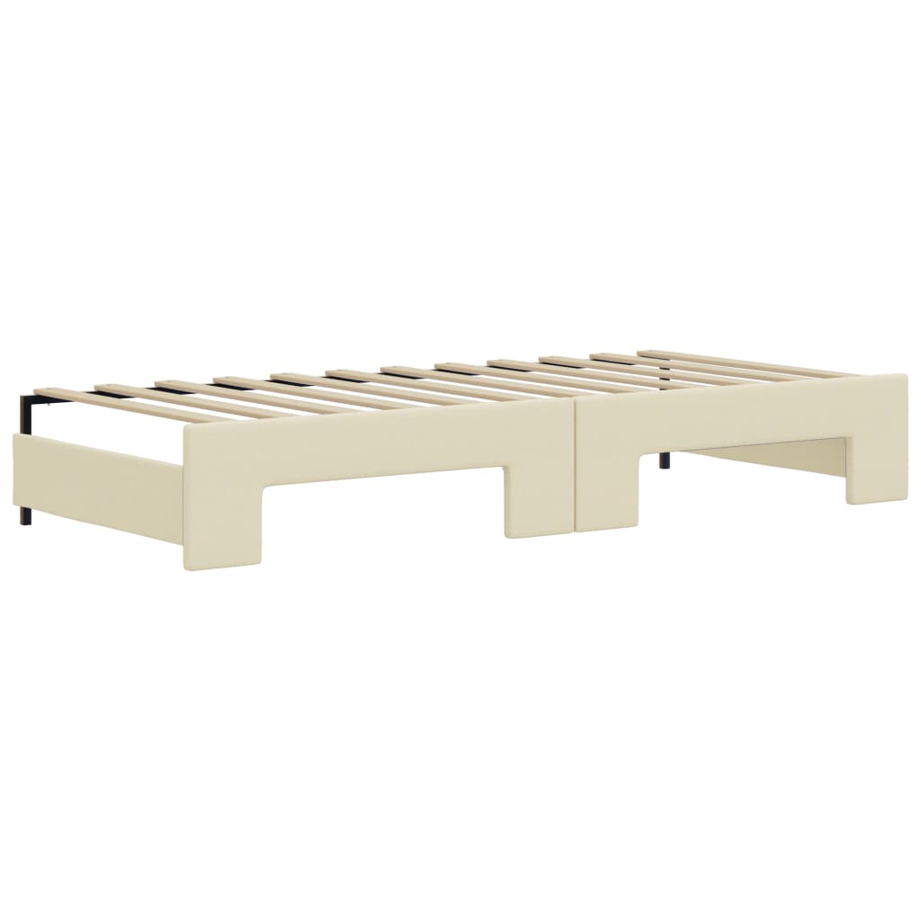 vidaXL Pat de zi cu extensie și saltele crem 90x200 cm piele ecologică vidaXL Pat de zi cu extensie și saltele crem 90x200 cm piele ecologică