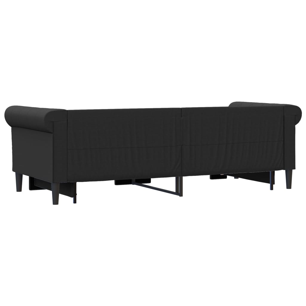 vidaXL Pat de zi cu extensie și sertare negru 90x200cm piele ecologică
