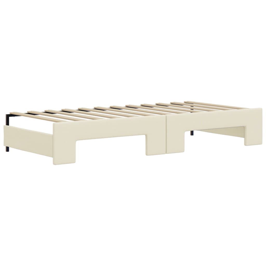 vidaXL Pat de zi cu extensie și sertare crem 90x200 cm piele ecologică