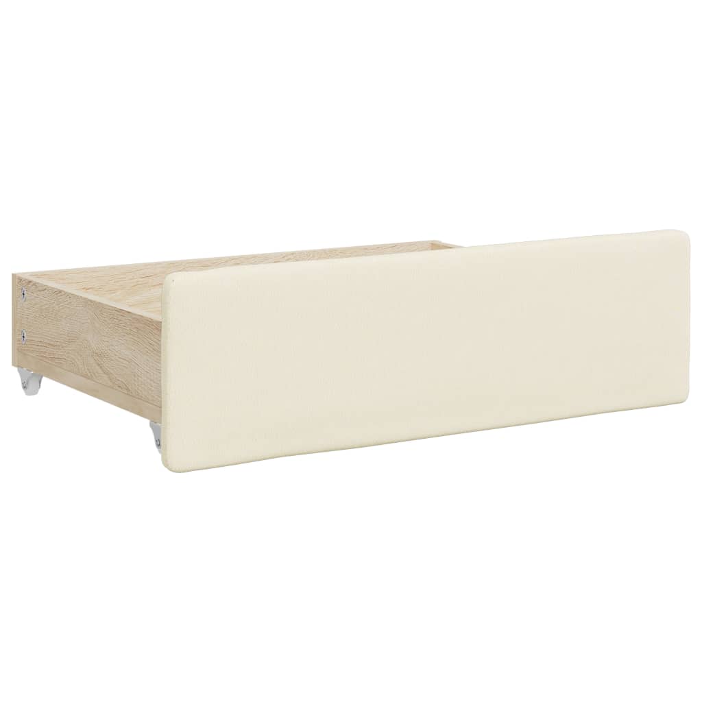 vidaXL Pat de zi cu extensie și sertare crem 90x200 cm piele ecologică