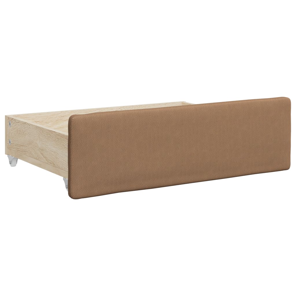 vidaXL Pat de zi cu extensie și sertare cappuccino 90x200 cm piele eco