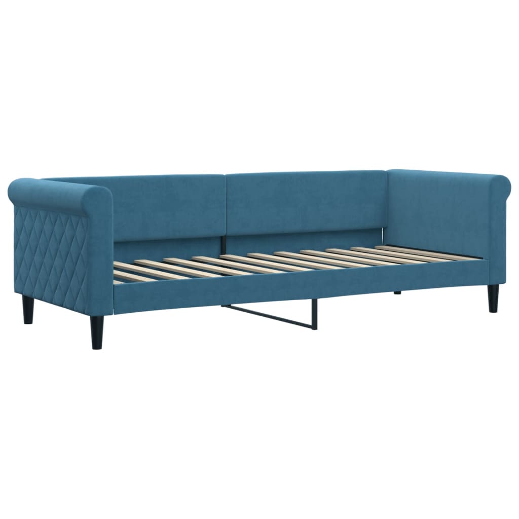 vidaXL Pat de zi cu saltea, albastru, 80x200 cm, catifea vidaXL Pat de zi cu saltea, albastru, 80x200 cm, catifea