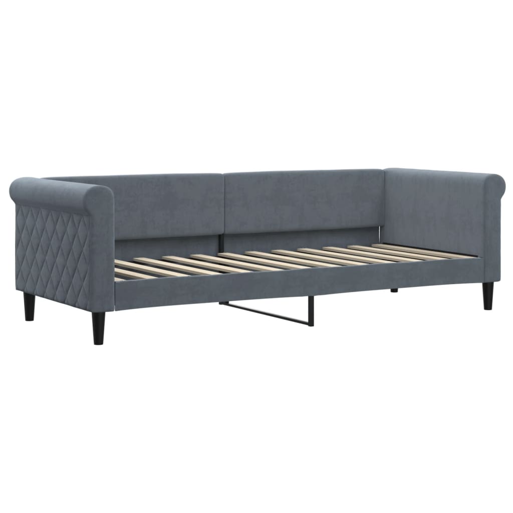 vidaXL Pat de zi cu saltea, gri închis, 80x200 cm, catifea