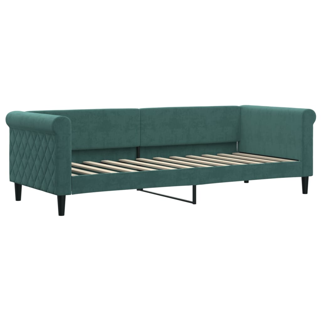 vidaXL Pat de zi cu saltea, verde închis, 80x200 cm, catifea