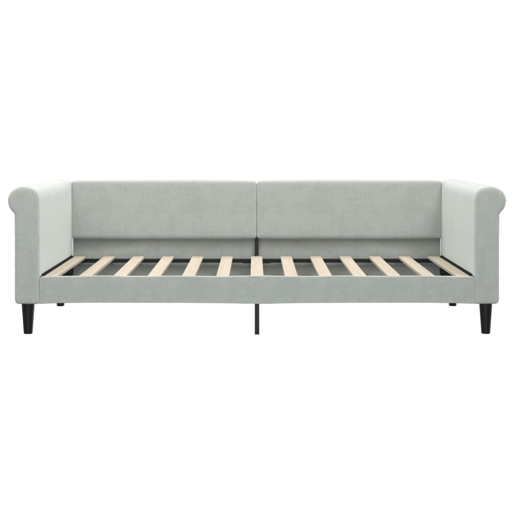 vidaXL Pat de zi cu saltea, gri deschis, 90x200 cm, catifea