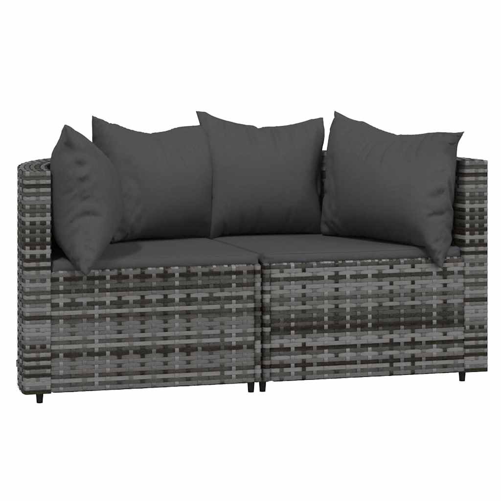 vidaXL Set mobilier de grădină cu perne, 3 piese, gri, poliratan vidaXL Set mobilier de grădină cu perne, 3 piese, gri, poliratan