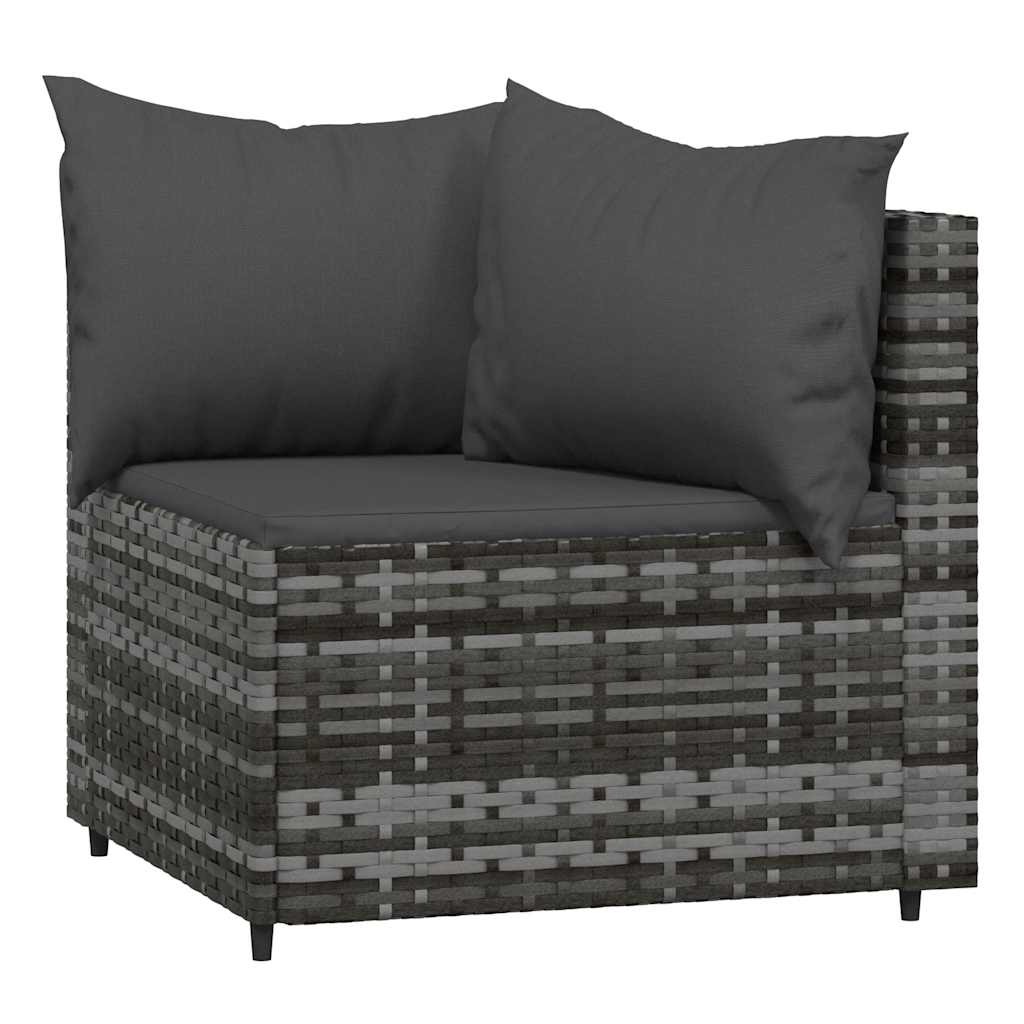 vidaXL Set mobilier de grădină cu perne, 3 piese, gri, poliratan vidaXL Set mobilier de grădină cu perne, 3 piese, gri, poliratan