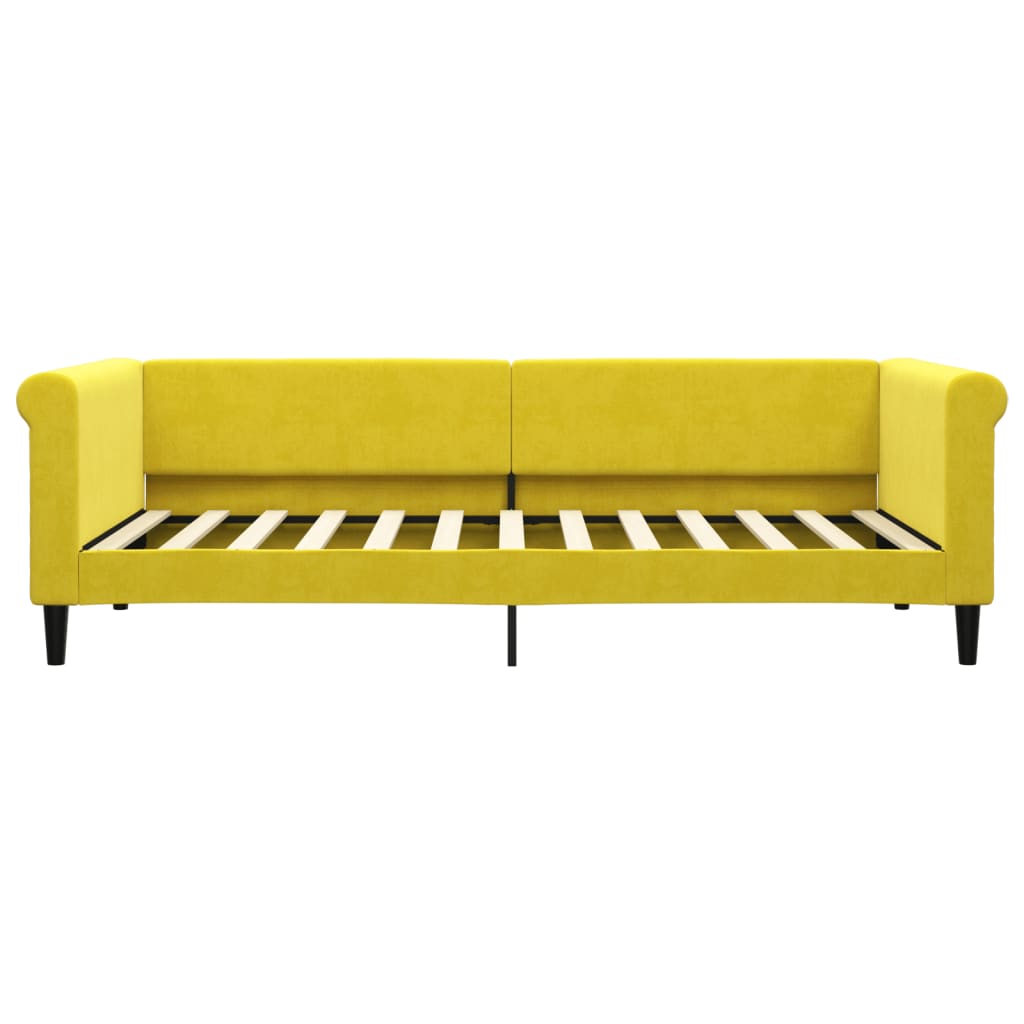 vidaXL Pat de zi cu saltea, galben, 90x200 cm, catifea
