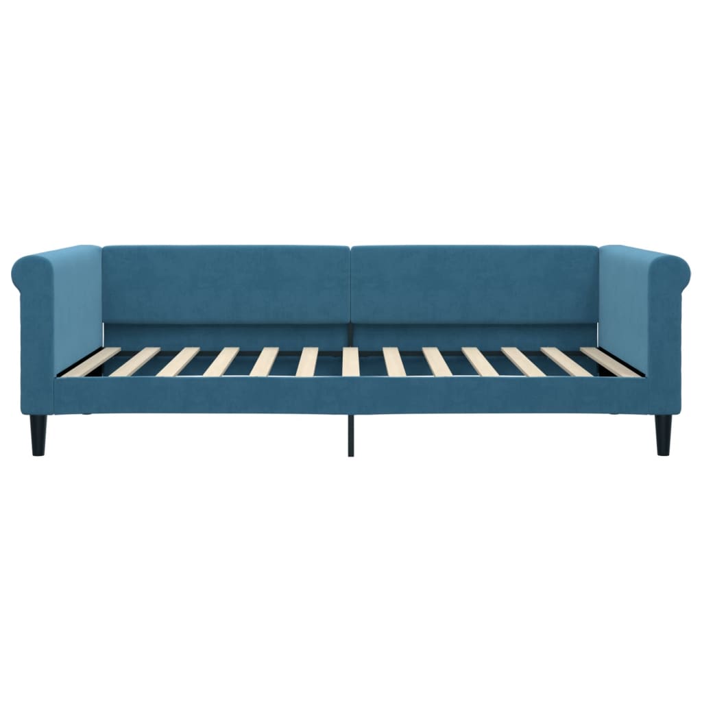 vidaXL Pat de zi cu saltea, albastru, 100x200 cm, catifea vidaXL Pat de zi cu saltea, albastru, 100x200 cm, catifea