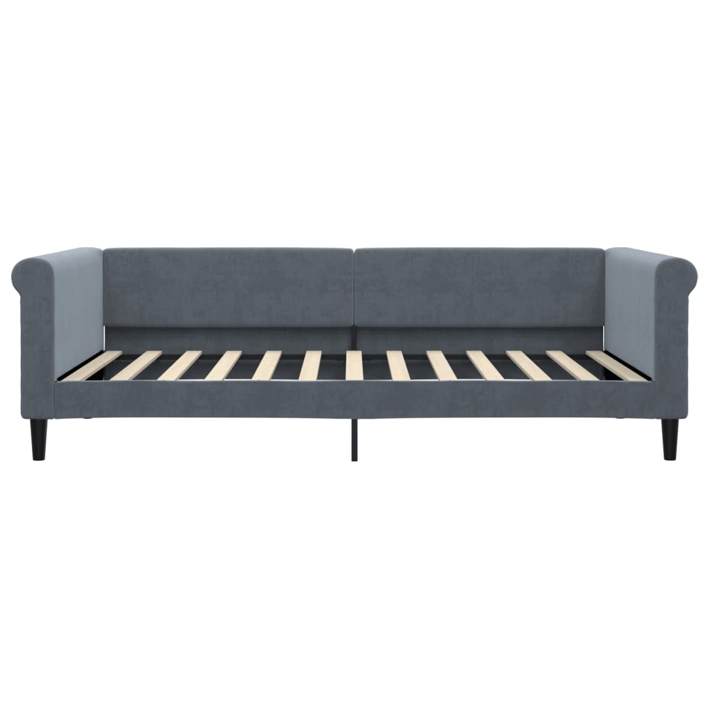 vidaXL Pat de zi cu saltea, gri închis, 100x200 cm, catifea