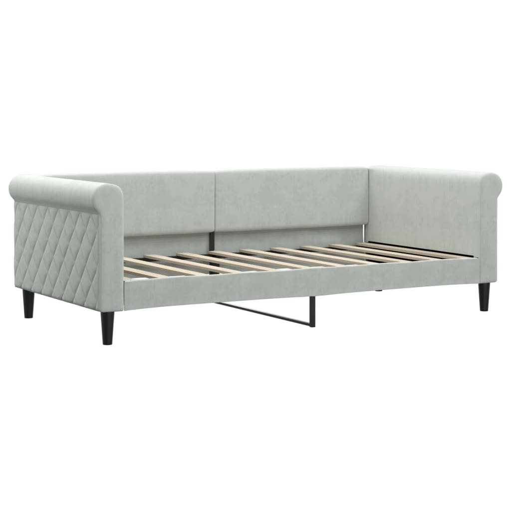 vidaXL Pat de zi cu saltea, gri deschis, 90x190 cm, catifea