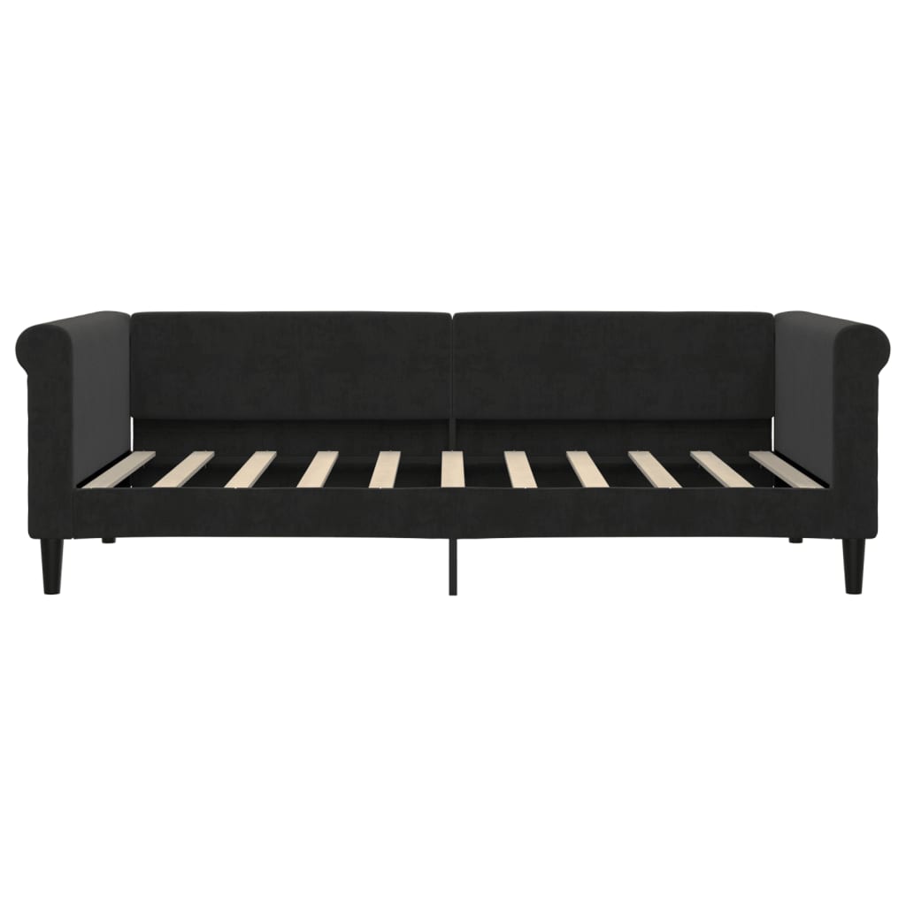 vidaXL Pat de zi cu saltea, negru, 90x190 cm, catifea