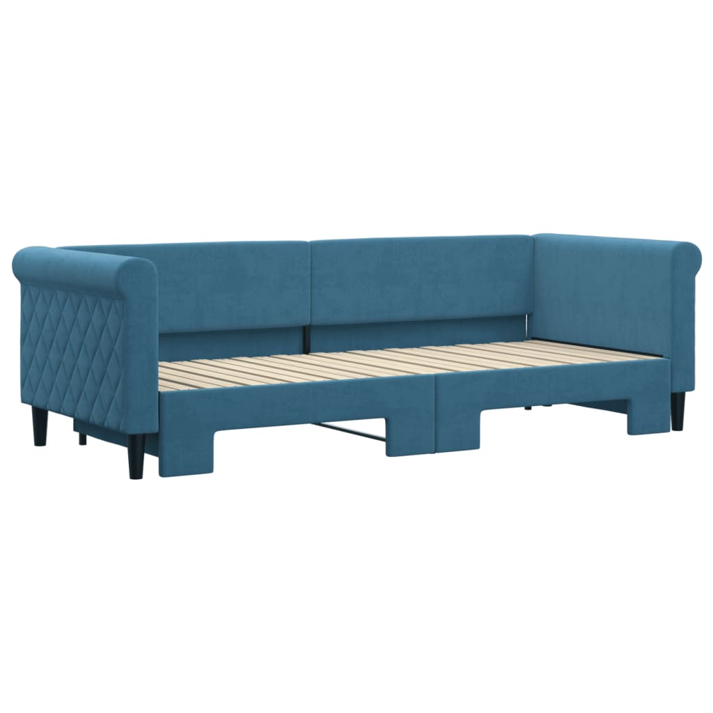 vidaXL Pat de zi cu extensie, albastru, 80x200 cm, catifea