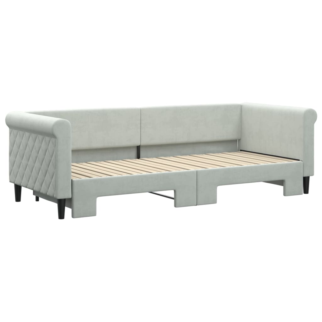 vidaXL Pat de zi cu extensie, gri deschis, 80x200 cm, catifea vidaXL Pat de zi cu extensie, gri deschis, 80x200 cm, catifea