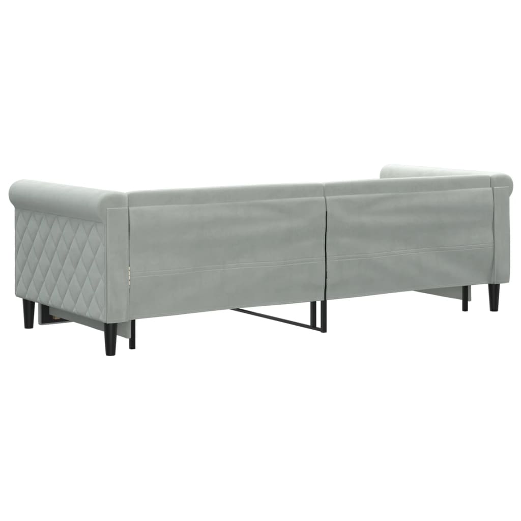 vidaXL Pat de zi cu extensie, gri deschis, 80x200 cm, catifea vidaXL Pat de zi cu extensie, gri deschis, 80x200 cm, catifea