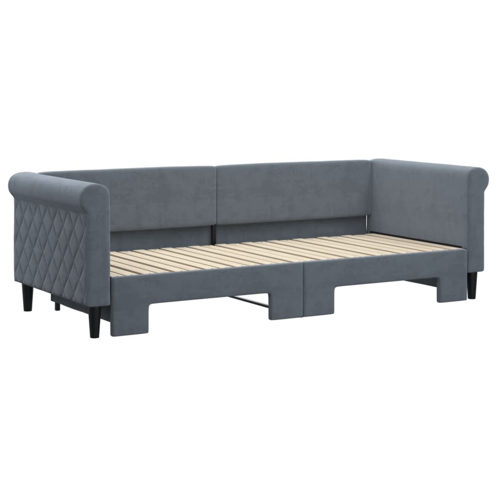 vidaXL Pat de zi cu extensie, gri închis, 80x200 cm, catifea vidaXL Pat de zi cu extensie, gri închis, 80x200 cm, catifea