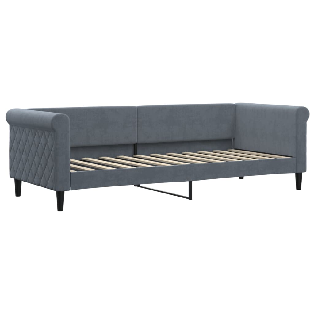 vidaXL Pat de zi cu extensie, gri închis, 80x200 cm, catifea vidaXL Pat de zi cu extensie, gri închis, 80x200 cm, catifea