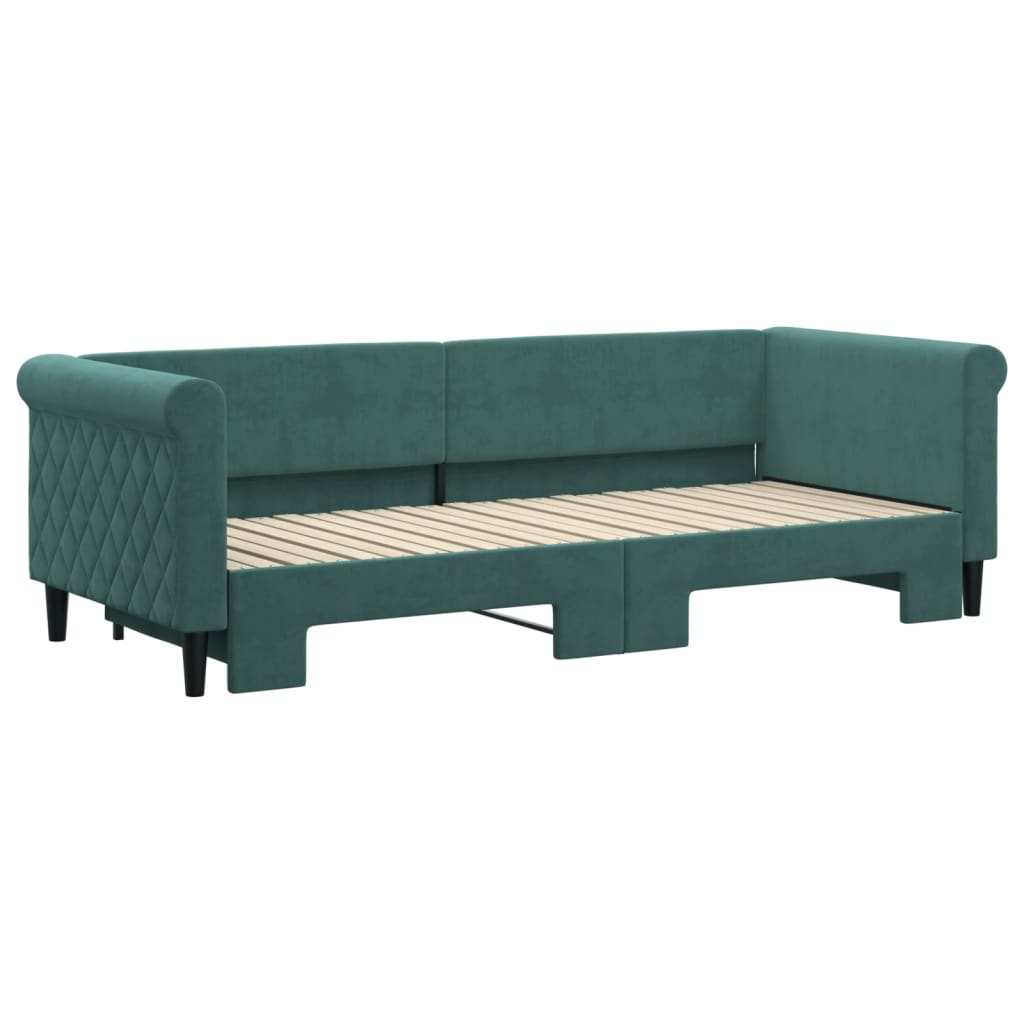 vidaXL Pat de zi cu extensie, verde închis, 80x200 cm, catifea