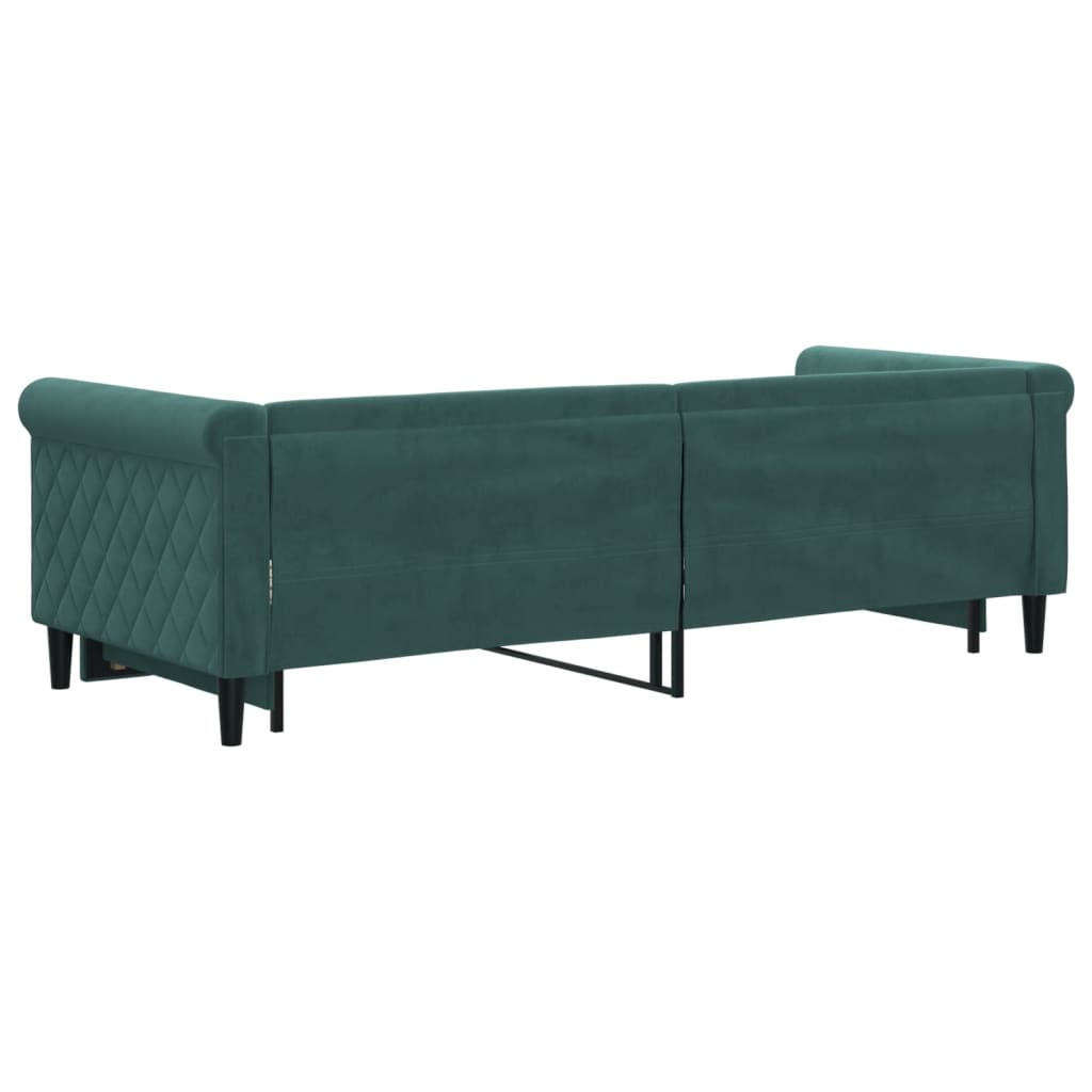 vidaXL Pat de zi cu extensie, verde închis, 80x200 cm, catifea