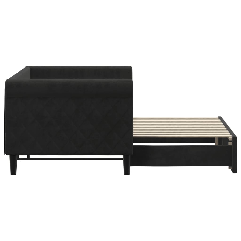 vidaXL Pat de zi cu extensie, negru, 80x200 cm, catifea