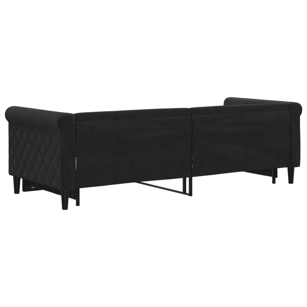 vidaXL Pat de zi cu extensie, negru, 80x200 cm, catifea