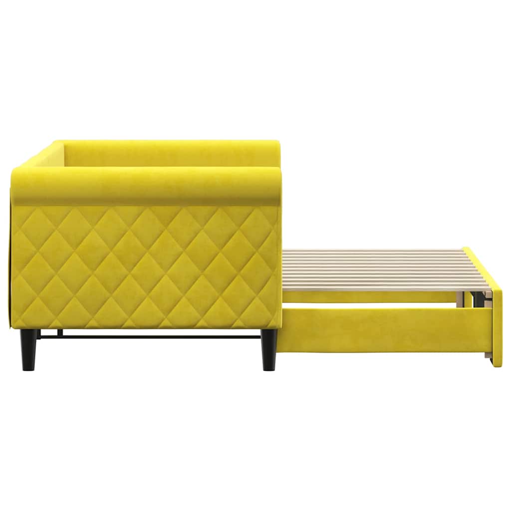vidaXL Pat de zi cu extensie, galben, 80x200 cm, catifea