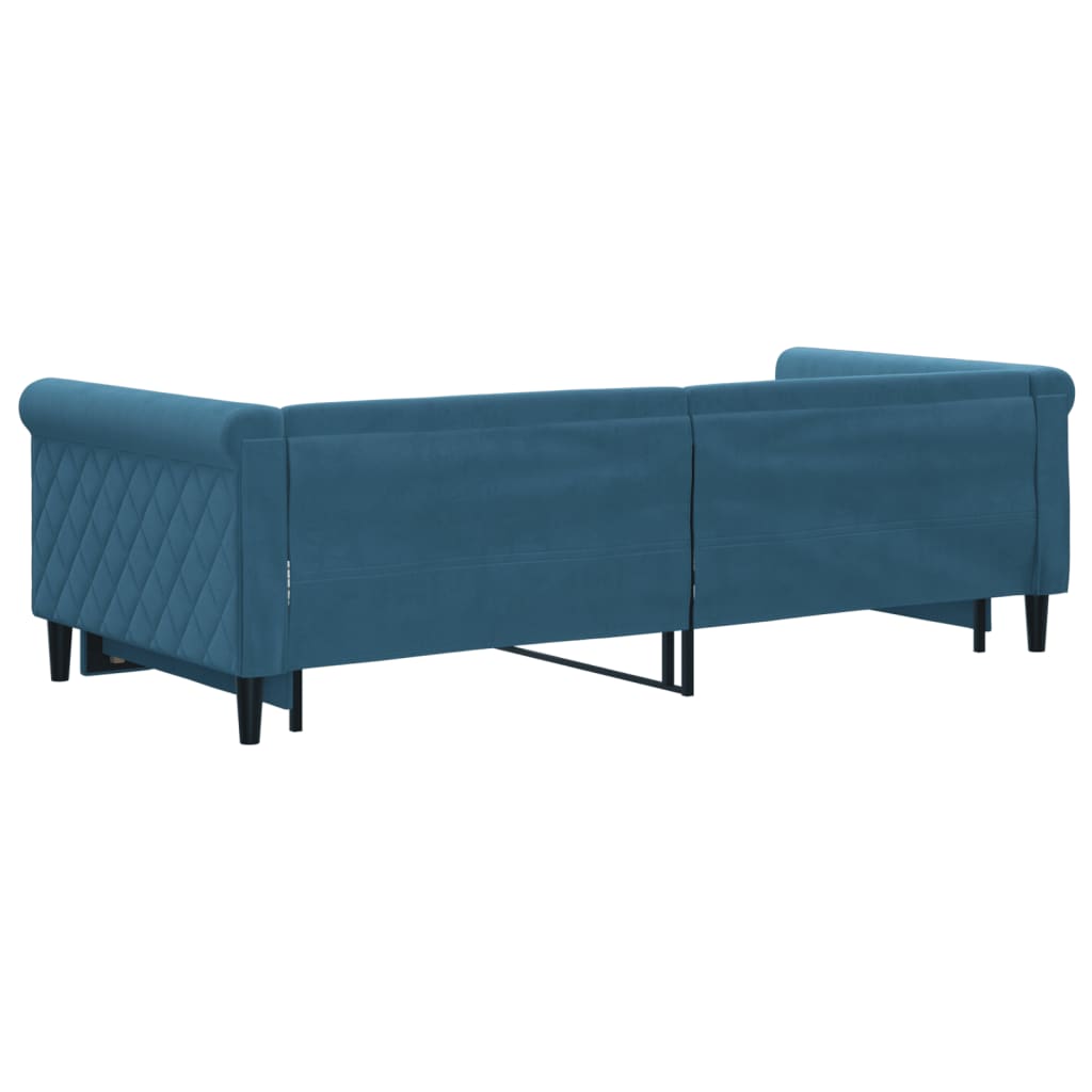 vidaXL Pat de zi cu extensie, albastru, 90x200 cm, catifea vidaXL Pat de zi cu extensie, albastru, 90x200 cm, catifea