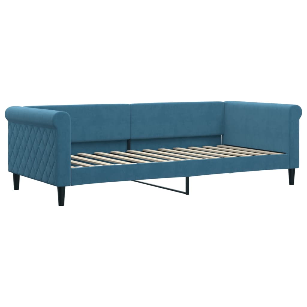vidaXL Pat de zi cu extensie, albastru, 90x200 cm, catifea vidaXL Pat de zi cu extensie, albastru, 90x200 cm, catifea