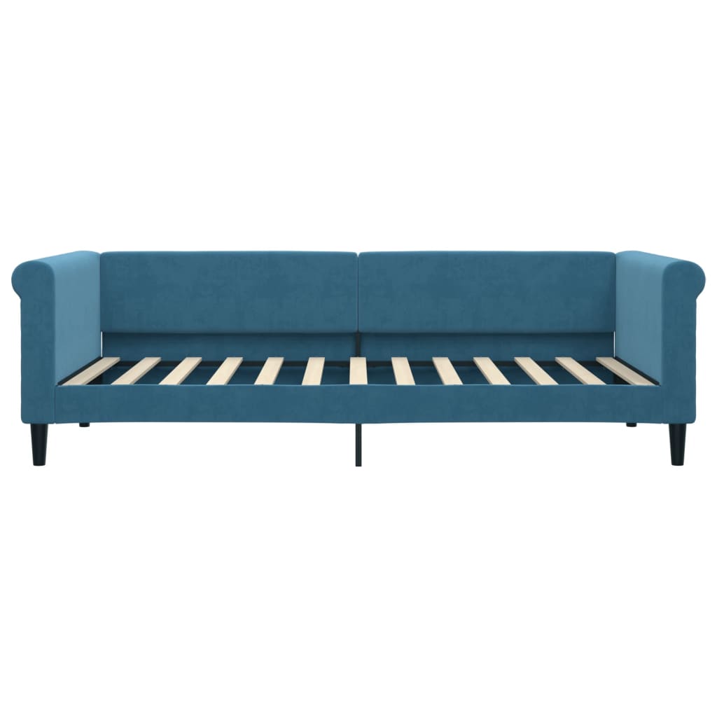 vidaXL Pat de zi cu extensie, albastru, 90x200 cm, catifea vidaXL Pat de zi cu extensie, albastru, 90x200 cm, catifea