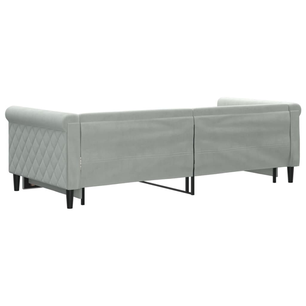 vidaXL Pat de zi cu extensie, gri deschis, 90x200 cm, catifea vidaXL Pat de zi cu extensie, gri deschis, 90x200 cm, catifea