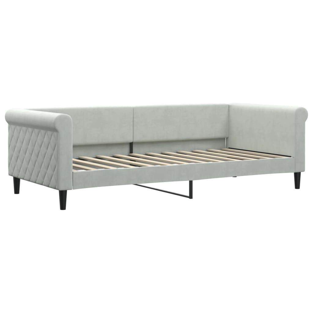 vidaXL Pat de zi cu extensie, gri deschis, 90x200 cm, catifea vidaXL Pat de zi cu extensie, gri deschis, 90x200 cm, catifea