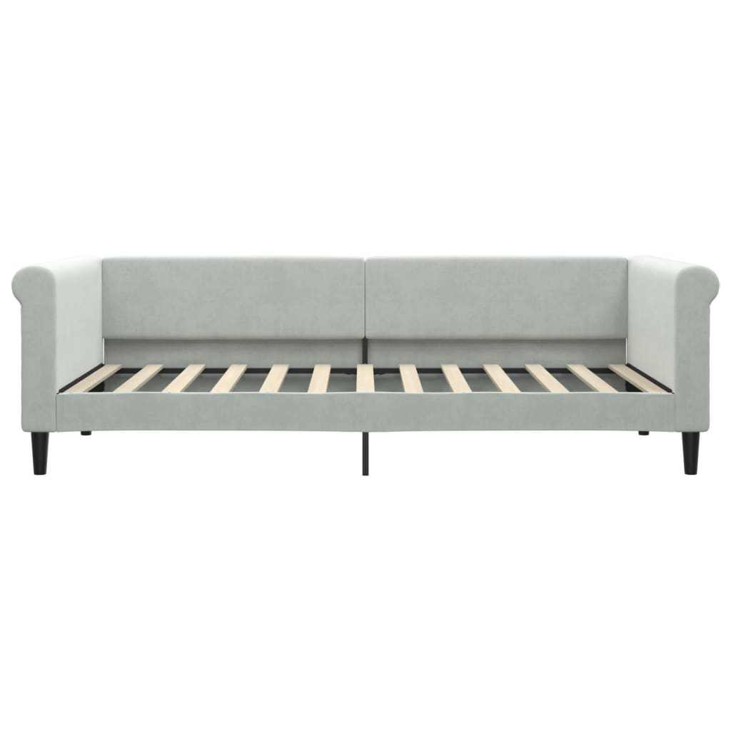 vidaXL Pat de zi cu extensie, gri deschis, 90x200 cm, catifea vidaXL Pat de zi cu extensie, gri deschis, 90x200 cm, catifea