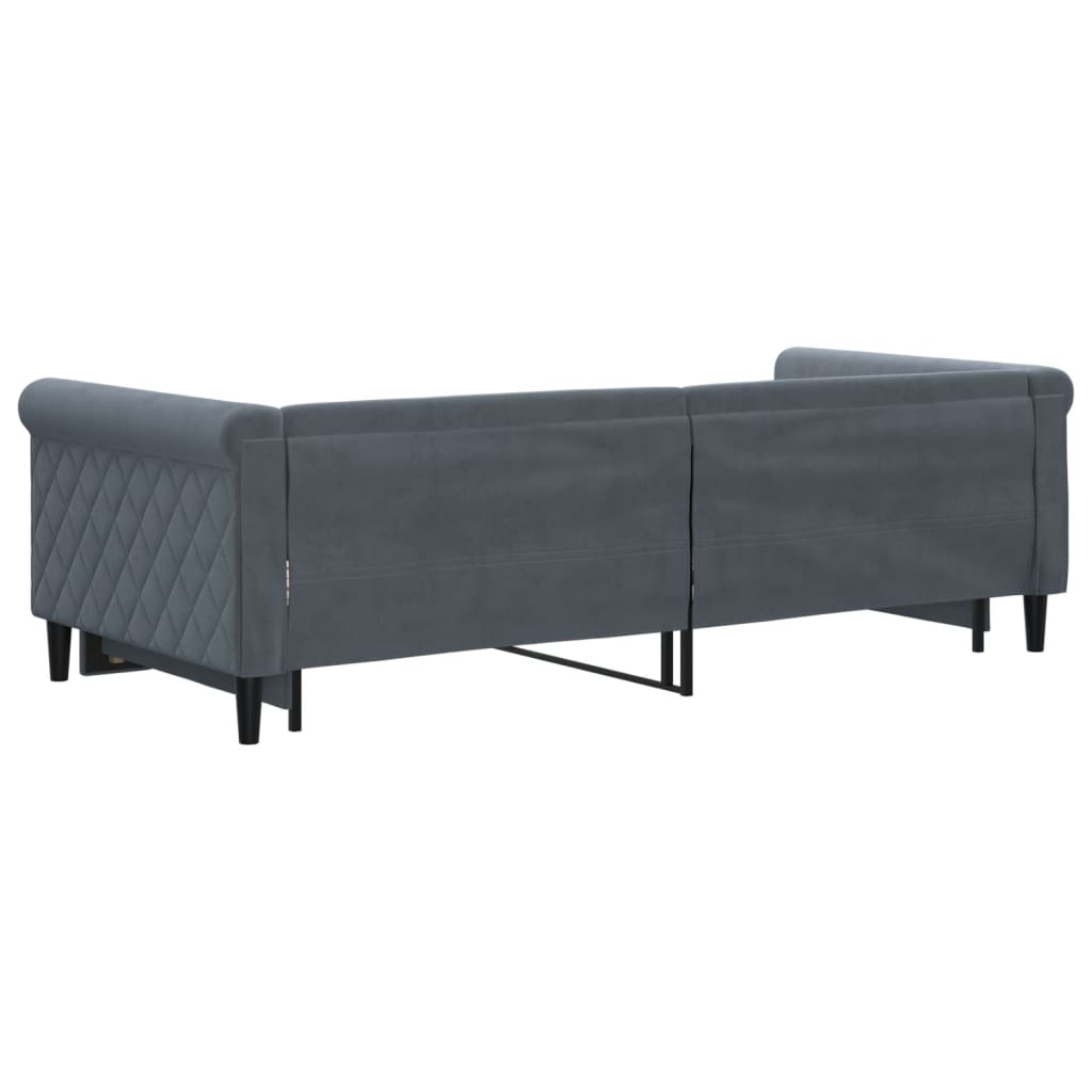 vidaXL Pat de zi cu extensie, gri închis, 90x200 cm, catifea vidaXL Pat de zi cu extensie, gri închis, 90x200 cm, catifea