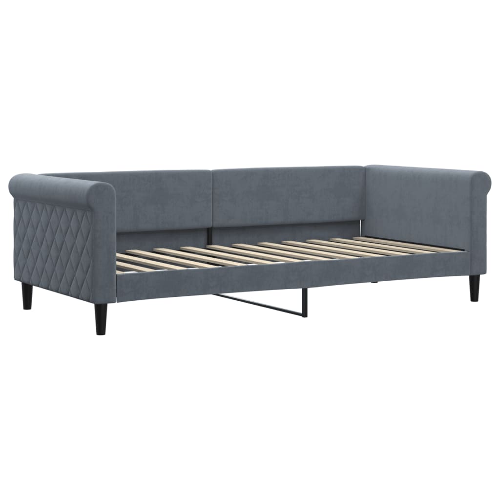 vidaXL Pat de zi cu extensie, gri închis, 90x200 cm, catifea vidaXL Pat de zi cu extensie, gri închis, 90x200 cm, catifea