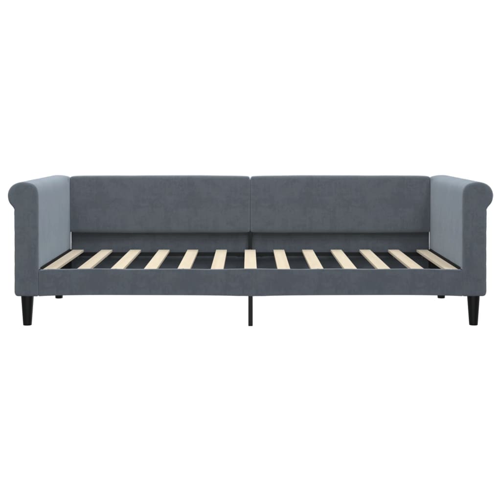 vidaXL Pat de zi cu extensie, gri închis, 90x200 cm, catifea vidaXL Pat de zi cu extensie, gri închis, 90x200 cm, catifea