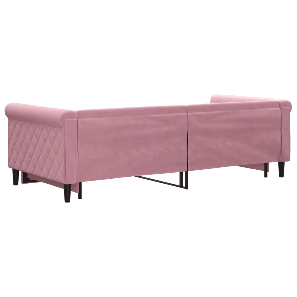vidaXL Pat de zi cu extensie, roz, 90x200 cm, catifea