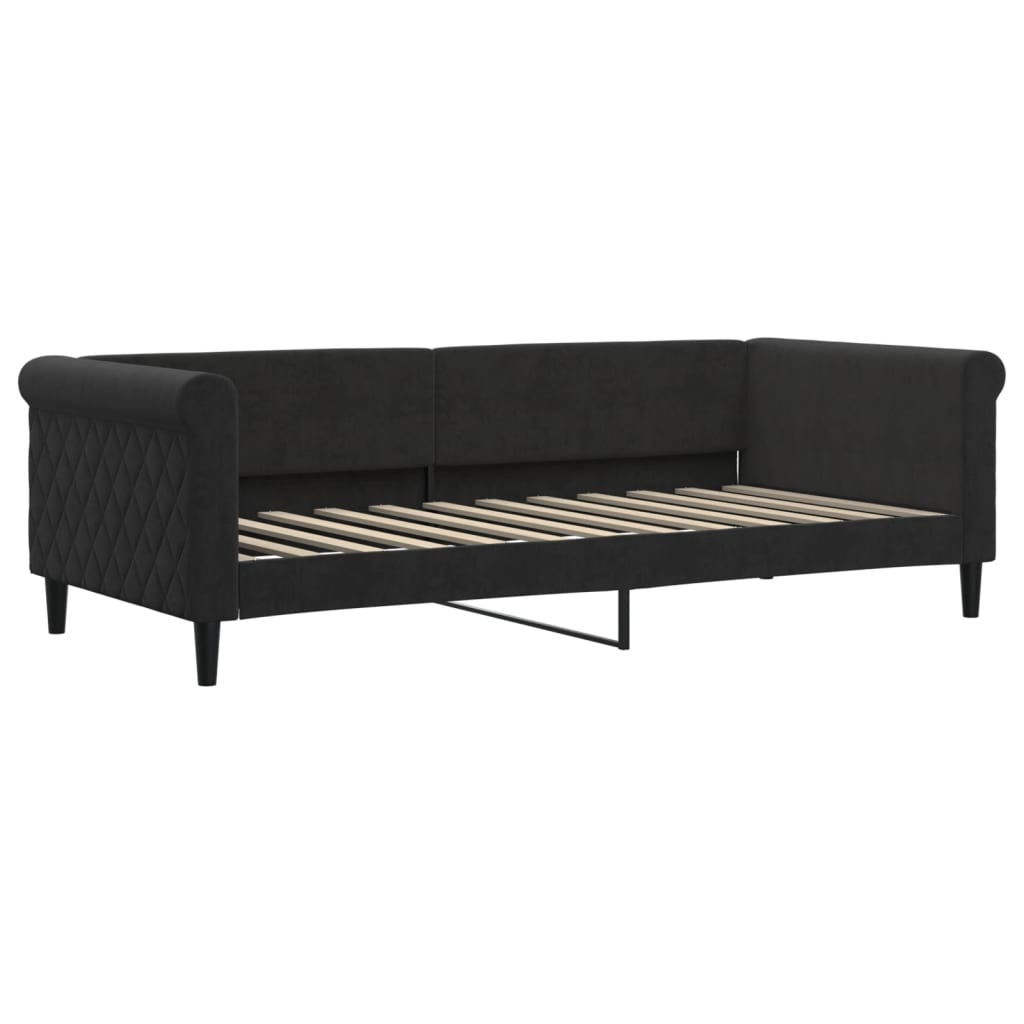 vidaXL Pat de zi cu extensie, negru, 90x200 cm, catifea vidaXL Pat de zi cu extensie, negru, 90x200 cm, catifea