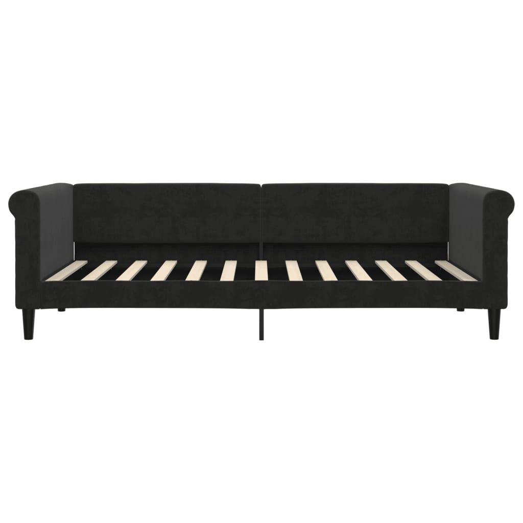 vidaXL Pat de zi cu extensie, negru, 90x200 cm, catifea vidaXL Pat de zi cu extensie, negru, 90x200 cm, catifea