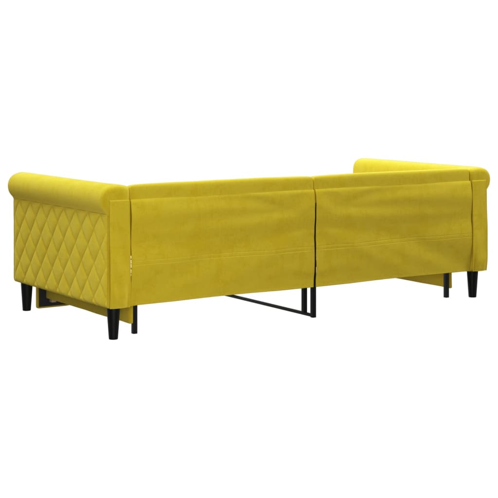 vidaXL Pat de zi cu extensie, galben, 90x200 cm, catifea vidaXL Pat de zi cu extensie, galben, 90x200 cm, catifea
