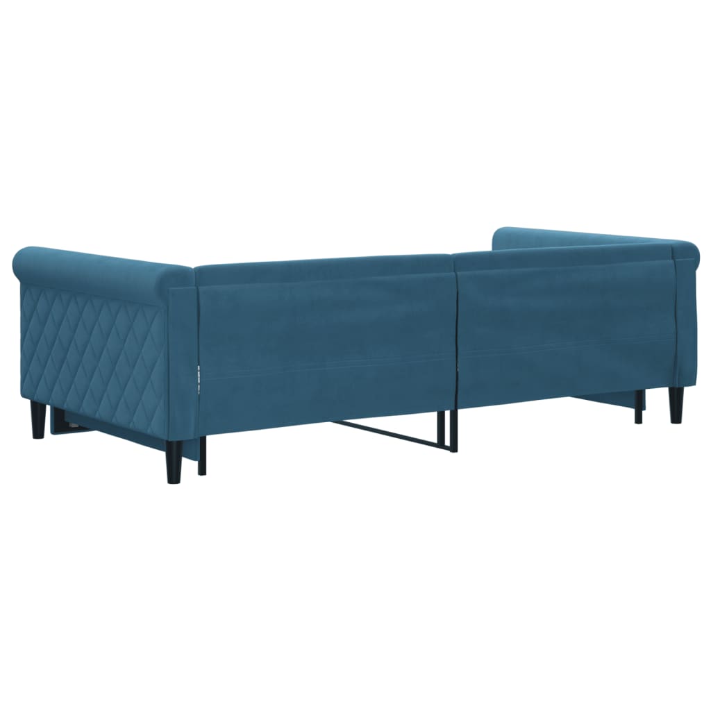 vidaXL Pat de zi cu extensie, albastru, 100x200 cm, catifea
