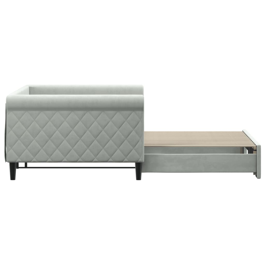 vidaXL Pat de zi cu extensie, gri deschis, 100x200 cm, catifea vidaXL Pat de zi cu extensie, gri deschis, 100x200 cm, catifea