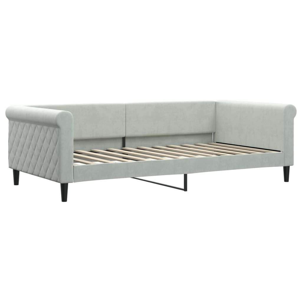 vidaXL Pat de zi cu extensie, gri deschis, 100x200 cm, catifea vidaXL Pat de zi cu extensie, gri deschis, 100x200 cm, catifea