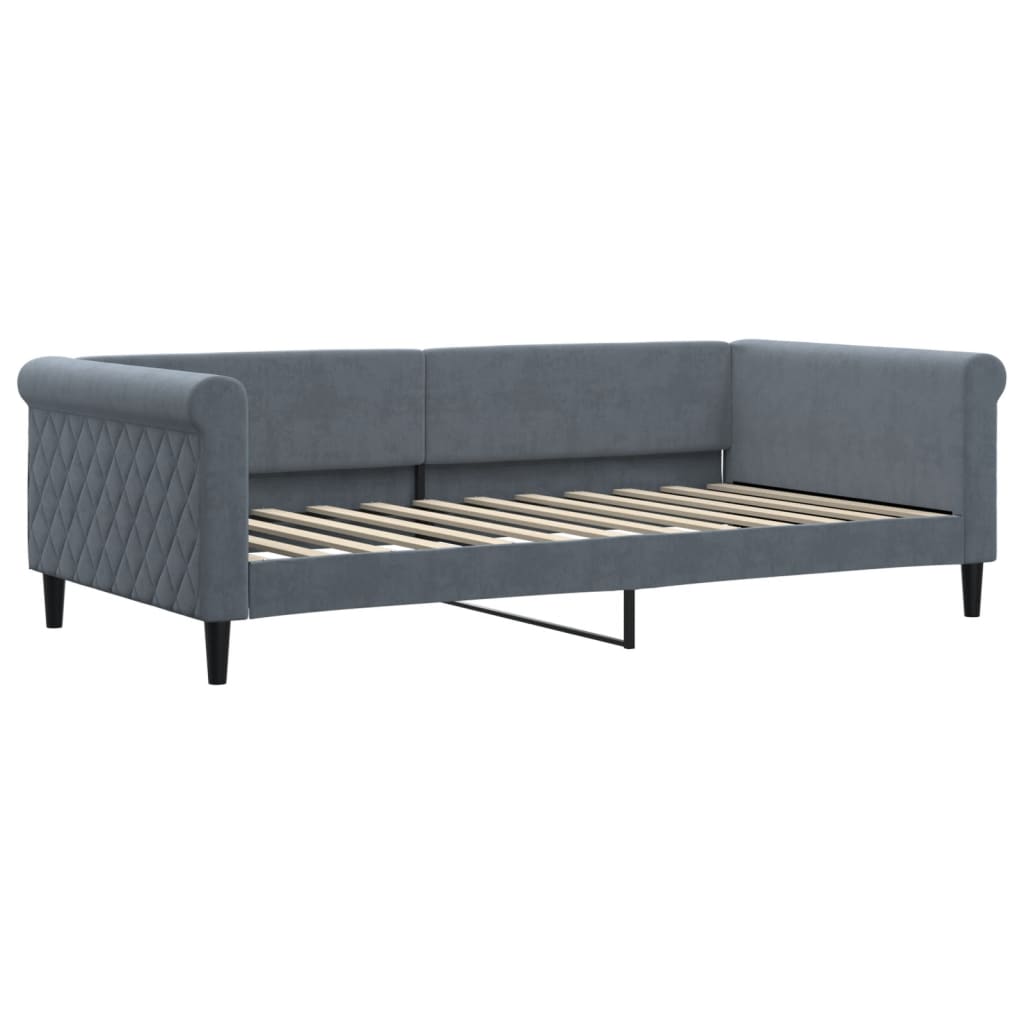 vidaXL Pat de zi cu extensie, gri închis, 100x200 cm, catifea vidaXL Pat de zi cu extensie, gri închis, 100x200 cm, catifea