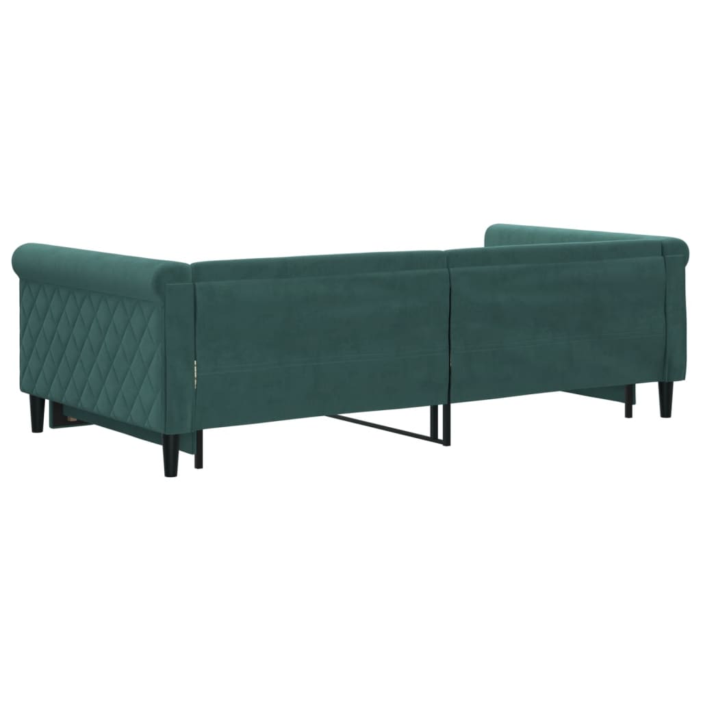 vidaXL Pat de zi cu extensie, verde închis, 100x200 cm, catifea
